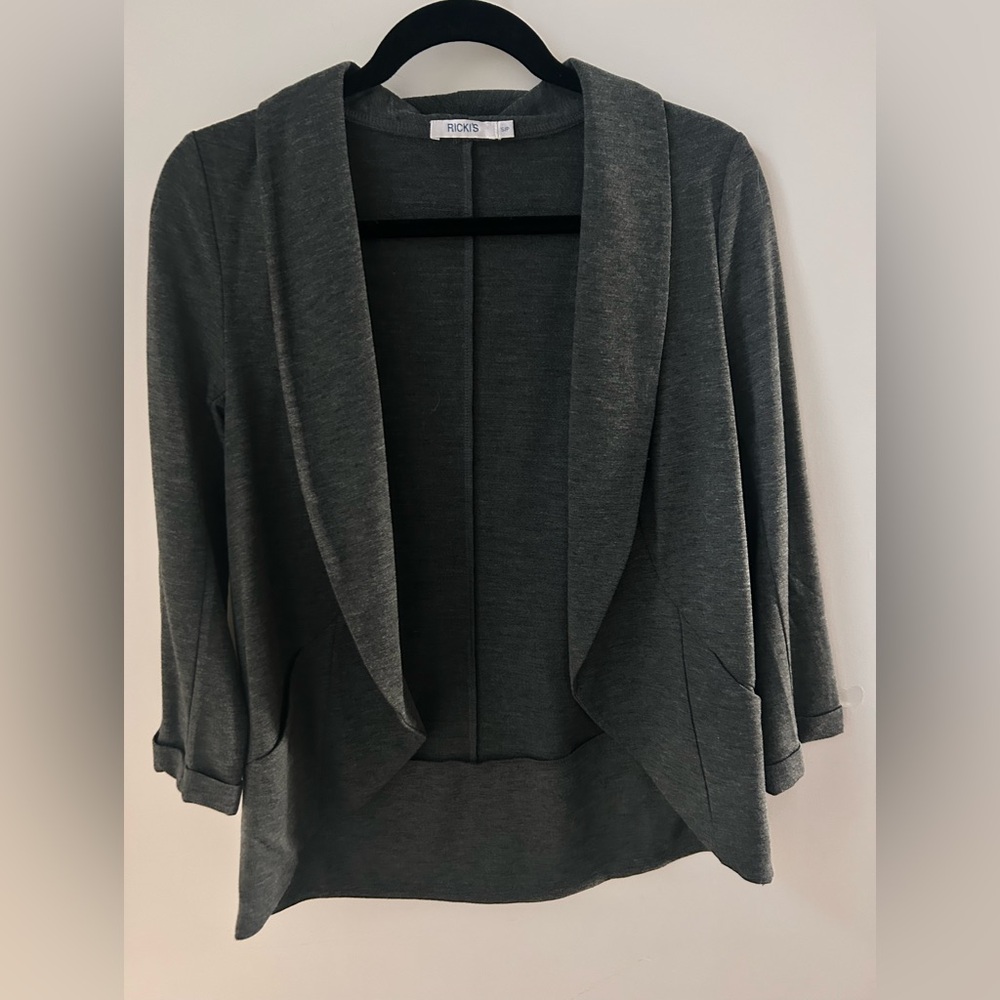 Ricki's Gray Blazer Cardigan with Draped Shawl Collar